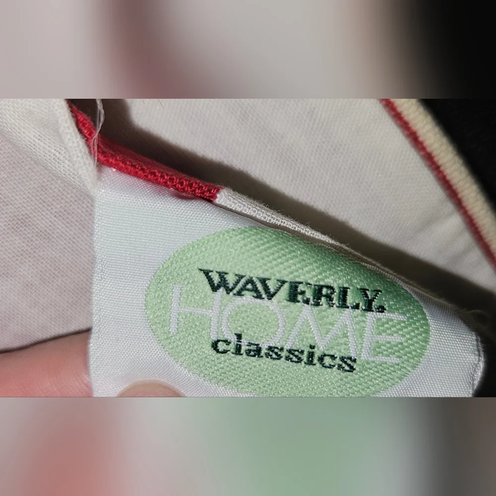 Waverly Home Classic Scalloped Valance – Red, Sage & White Stripe